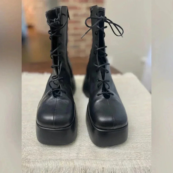 Simon Miller Black Lace Up Hustler Boots Size 38 US 8 Grunge Goth Rock Punk NWOB - Picture 5 of 10